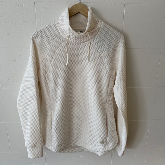BNWT L.L. Bean Ridgeknit Crossneck Pullover Cream Sweater - Picture 3 of 9